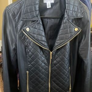 Calvin Klein Quilted Faux Leather Moto Jacket